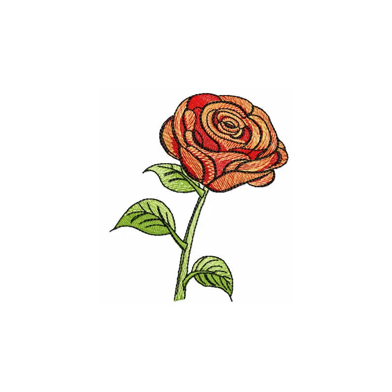 Red rose embroidery design showcasing intricate floral details, perfect for embellishing garments and home decor.