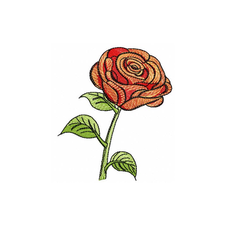 Red rose embroidery design - Embroidery Design