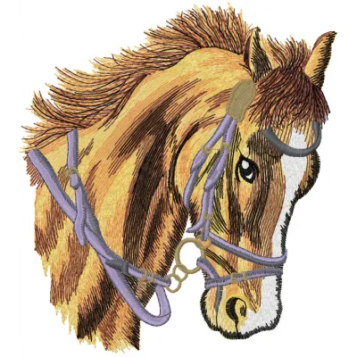 Embroidery design featuring the head of a tired horse, perfect for stitching on t-shirts or tote bags.