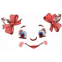 Charming girl's face embroidery design showcasing delightful features, perfect for stitching on various fabrics.