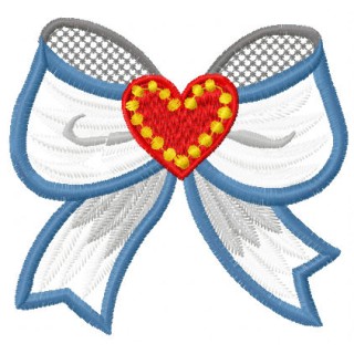 Bow with heart embroidery design - Embroidery Design
