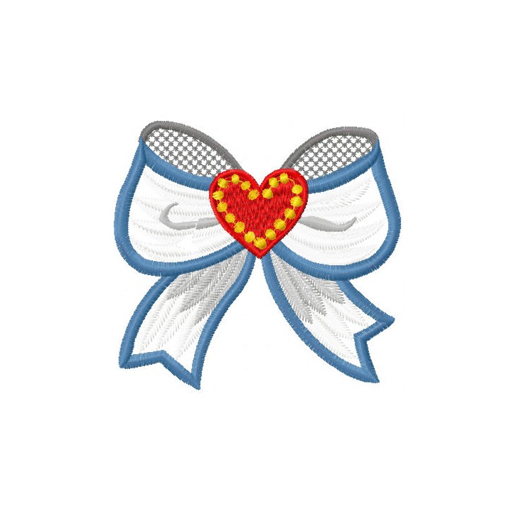 Bow with heart embroidery design - Embroidery Design