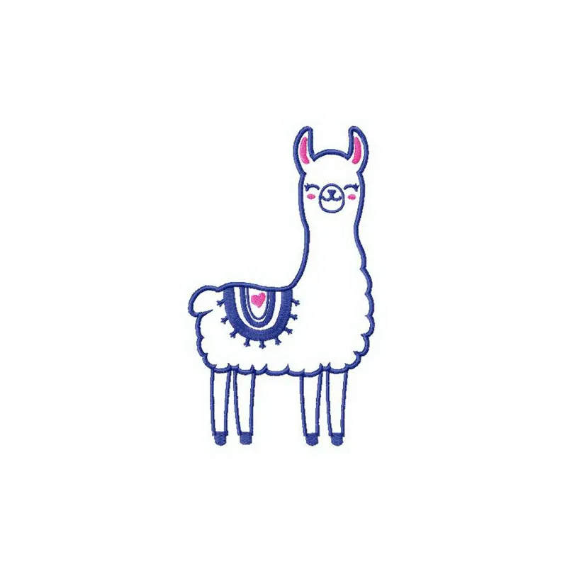Adorable cute llama embroidery design featuring a charming farm animal motif, perfect for stitching on various items.