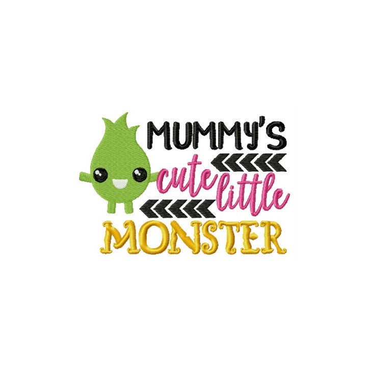 Mummy's cute little monster embroidery design - Embroidery Design