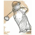 Golfer embroidery design showcasing a detailed stitched motif perfect for golf-themed projects.