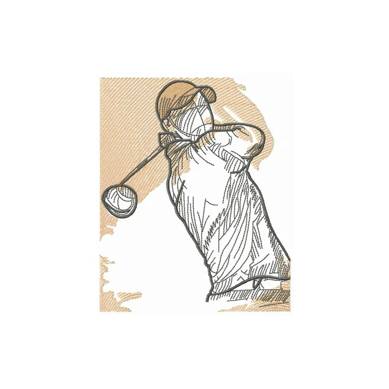 Golfer embroidery design showcasing a detailed stitched motif perfect for golf-themed projects.