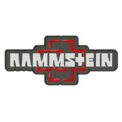 Rammstein logo embroidery design showcasing intricate stitching patterns for fans and crafters.