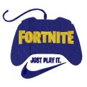 Fortnite Just Play It embroidery design preview showcasing vibrant stitching patterns for creative projects.