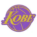 Kobe Bryant Los Angeles Lakers embroidery design featuring iconic player silhouette and team colors.