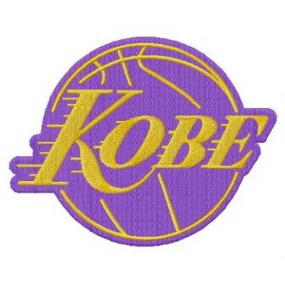 Kobe Bryant Los Angeles Lakers embroidery design featuring iconic player silhouette and team colors.