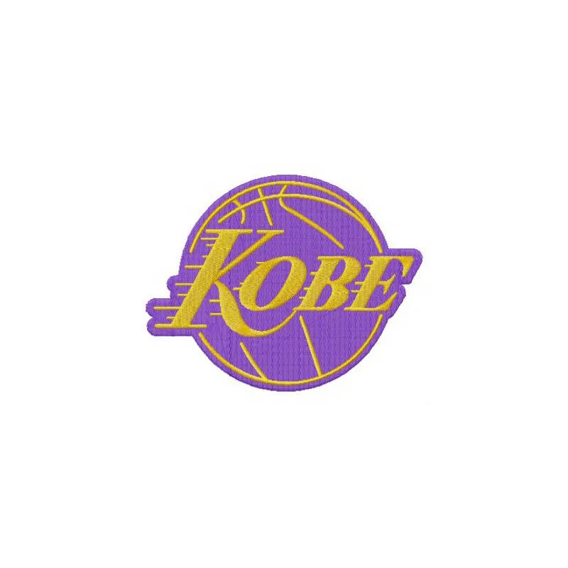 Kobe Bryant Los Angeles Lakers embroidery design featuring iconic player silhouette and team colors.