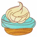 Small cupcake embroidery design featuring a delightful cupcake motif, perfect for kitchen-themed projects.