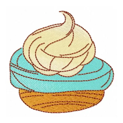 Small cupcake embroidery design featuring a delightful cupcake motif, perfect for kitchen-themed projects.