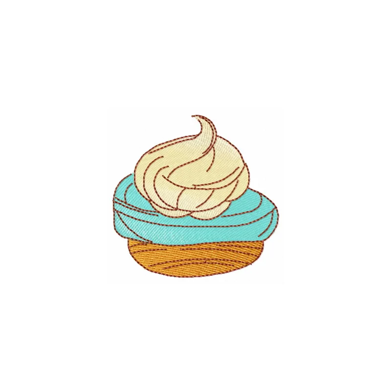 Small cupcake embroidery design featuring a delightful cupcake motif, perfect for kitchen-themed projects.