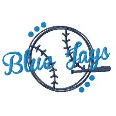 Blue Jays fan logo embroidery design showcasing a vibrant baseball motif for stitching on caps and shirts.