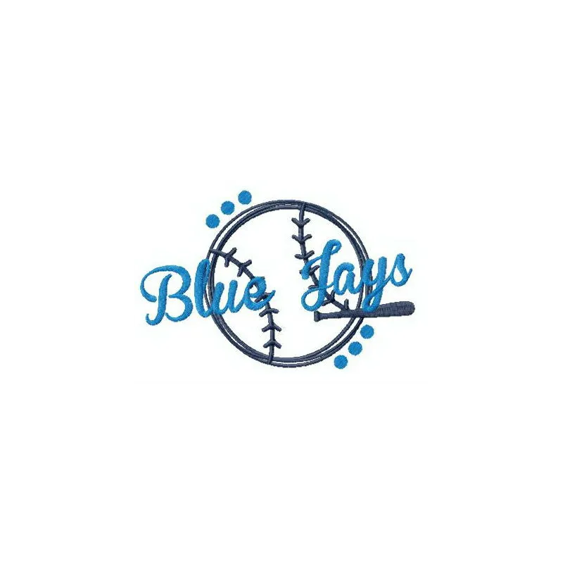 Blue Jays fan logo embroidery design showcasing a vibrant baseball motif for stitching on caps and shirts.