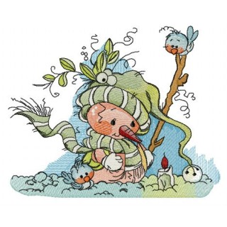 Snowman sunbathing embroidery design - Embroidery Design