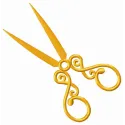 Golden stylish scissors embroidery design showcasing intricate details for crafting enthusiasts.