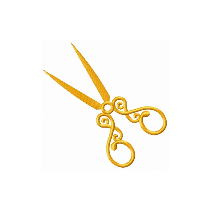 Golden stylish scissors embroidery design showcasing intricate details for crafting enthusiasts.