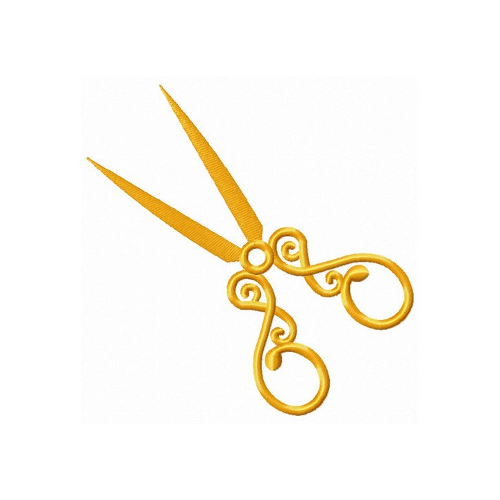 Golden stylish scissors embroidery design - Embroidery Design
