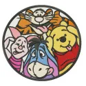 Winnie the Pooh and friends embroidery design featuring Tigger, Eeyore, Piglet, and a Heffalump.