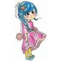 Preview of bluehaired teen embroidery design featuring a fun and whimsical stitched motif for girls and women.