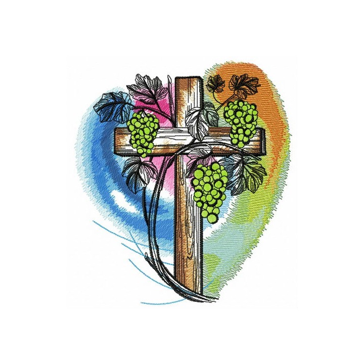 Grapevine on cemetery embroidery design - Embroidery Design