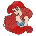 Preview of Mermaid Ariel embroidery design from the Little Mermaid collection, showcasing intricate stitching details.