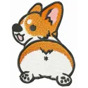 Corgi embroidery design showcasing a playful corgi motif, perfect for stitching on t-shirts, tote bags, or hoodies.