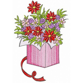 Flower box embroidery design - Embroidery Design
