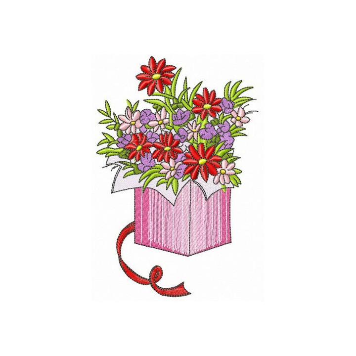Flower box embroidery design - Embroidery Design