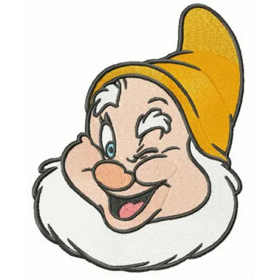 Happy embroidery design featuring a joyful motif inspired by Snow White, ideal for various stitched projects.