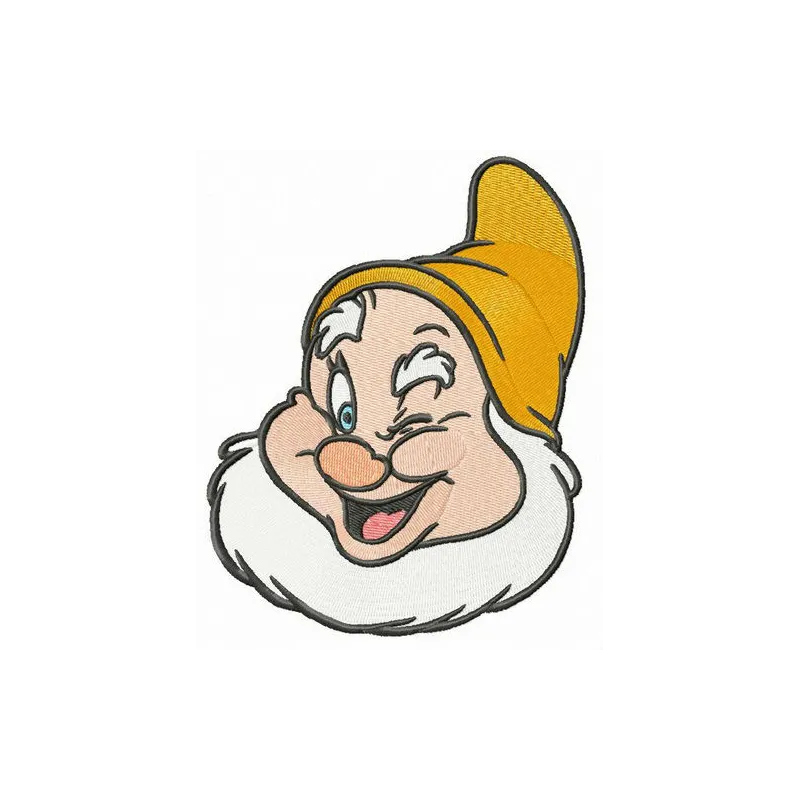 Happy embroidery design featuring a joyful motif inspired by Snow White, ideal for various stitched projects.