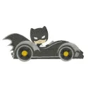 Embroidery design featuring Batman and the Batmobile, perfect for stitching on t-shirts or hoodies.