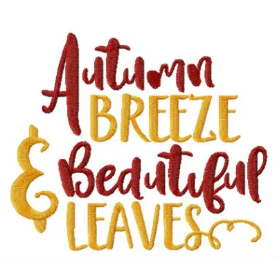 Autumn breeze embroidery design featuring beautiful leaves, perfect for stitching on t-shirts or home decor.