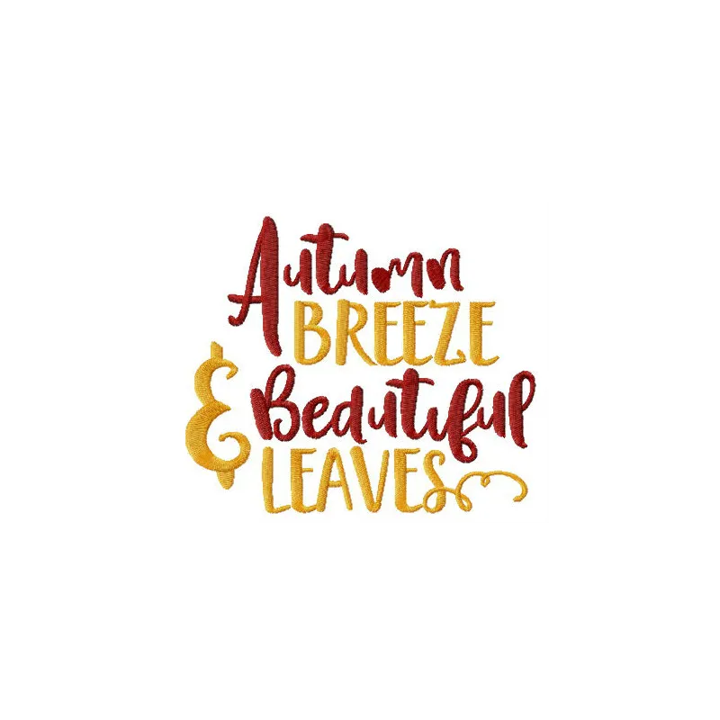 Autumn breeze embroidery design featuring beautiful leaves, perfect for stitching on t-shirts or home decor.