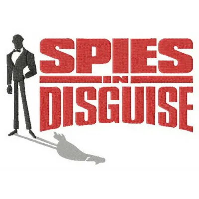 Embroidery design preview of the Spies in Disguise logo, showcasing intricate stitching patterns for creative projects.