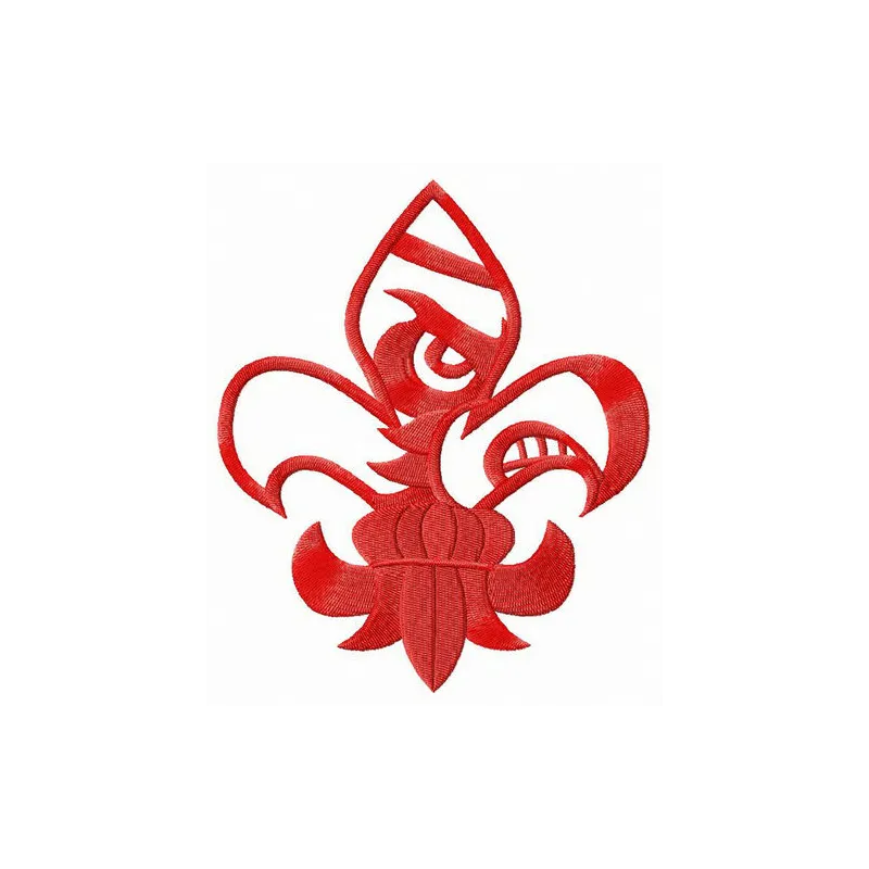 Louisville Cardinals Fleur-de-lis logo embroidery design for college sports, ideal for stitching on apparel and accessories.