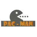 Pac-Man logo embroidery design featuring the iconic character, perfect for stitching on clothing and accessories.