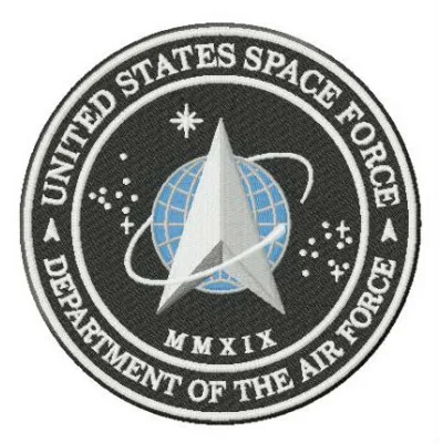 Embroidery design featuring the United States Space Force logo, ideal for police and emergency services apparel.