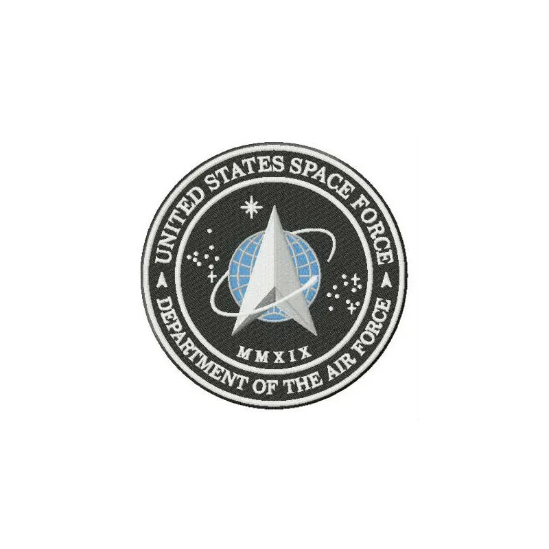 Embroidery design featuring the United States Space Force logo, ideal for police and emergency services apparel.