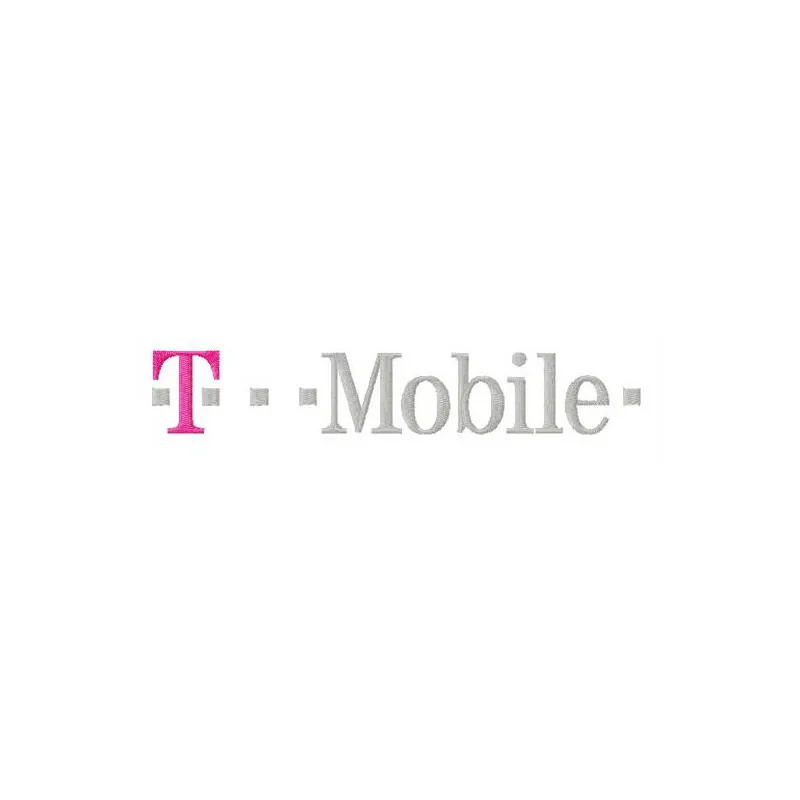 T-Mobile logo embroidery design displayed on a fabric surface, showcasing intricate stitching patterns.
