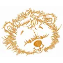 Lion head embroidery design showcasing intricate stitching patterns, ideal for apparel and home décor projects.