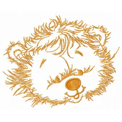 Lion head embroidery design showcasing intricate stitching patterns, ideal for apparel and home décor projects.