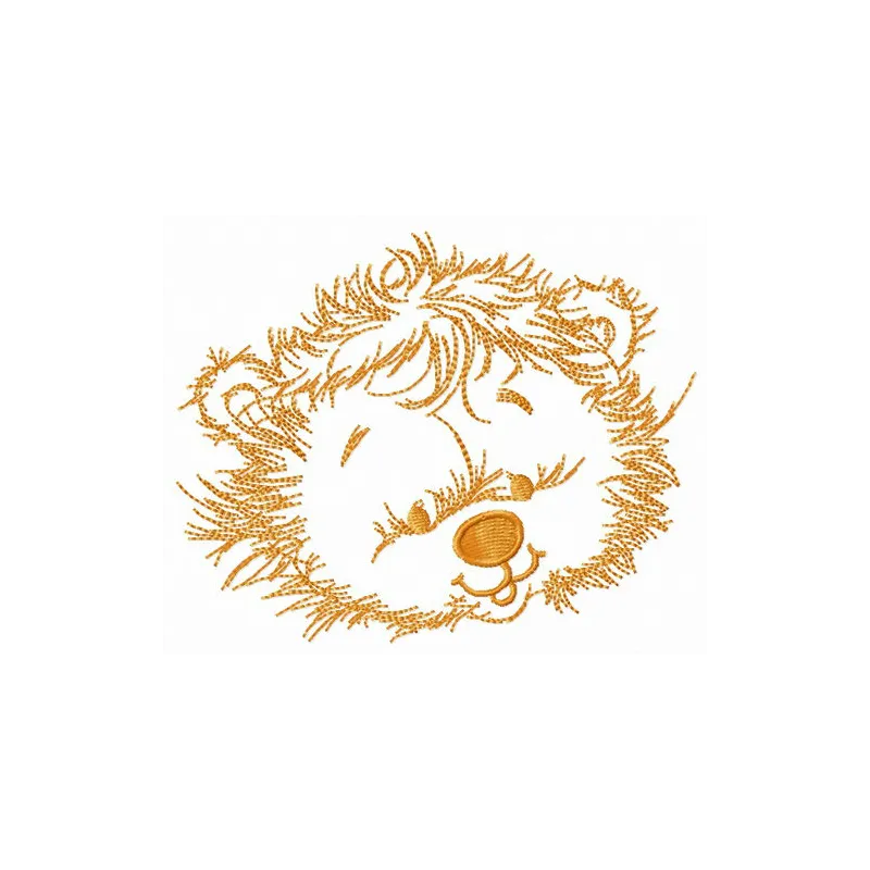 Lion head embroidery design showcasing intricate stitching patterns, ideal for apparel and home décor projects.