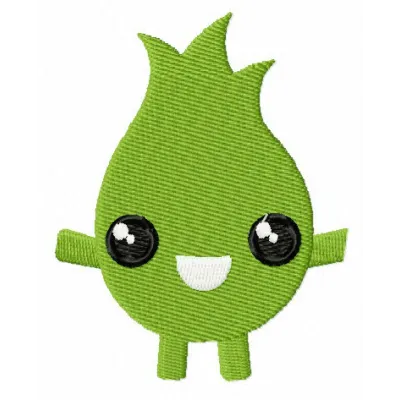 Green flame monster embroidery design featuring a whimsical creature from the Angels and magic creatures collection.