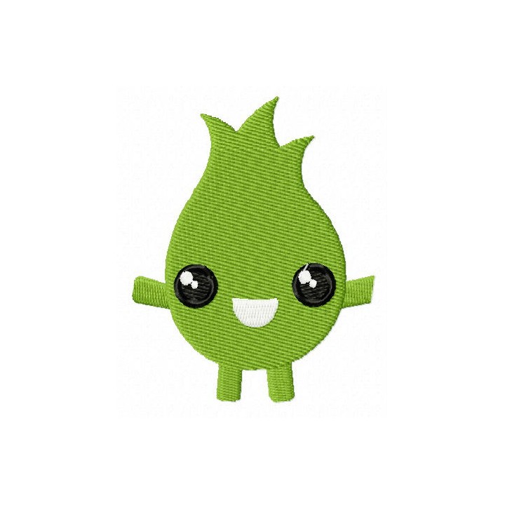 Green flame monster embroidery design - Embroidery Design