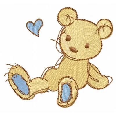 Teddy bear without paw embroidery design featuring a cute bear motif for toys and crafts.