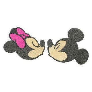 Mickey and Minnie first kiss embroidery design - Embroidery Design