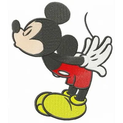 Mickey's first kiss embroidery design featuring Mickey Mouse, perfect for baby onesies and children's apparel.